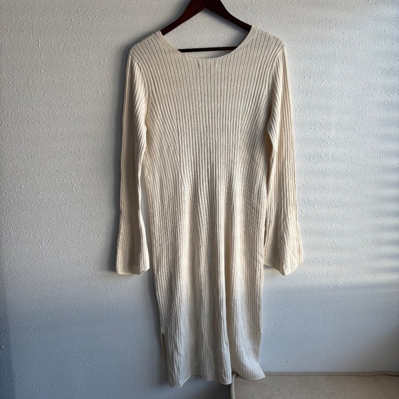 UNIQLO x MAME KUROGOUCHI Women's White Knit Ribbed Long Sleeve Cardigan Sweater - Picture 7 of 7